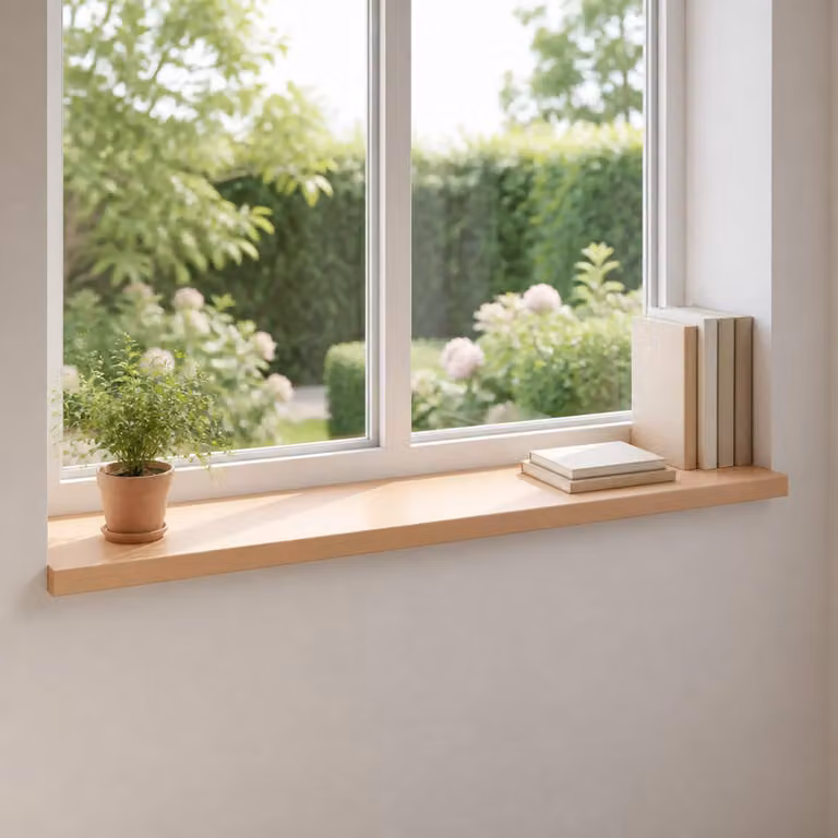 Set di 2 soglie per finestre vidaXL in legno naturale, colore beige e marrone, L 100 x P 40 x H 2 cm