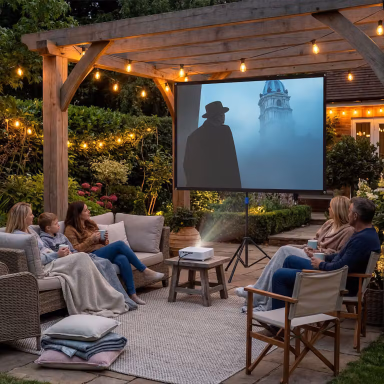 Schermo per proiettore Cinema tectake con treppiede pieghevole, formato 16:9, risoluzione 4K UHD, colore bianco