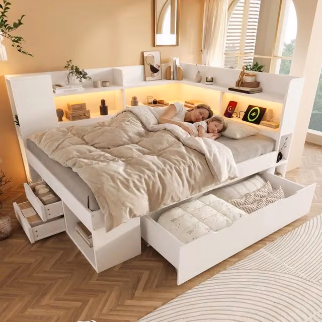 letto in legno bianco 140 x 200 cm