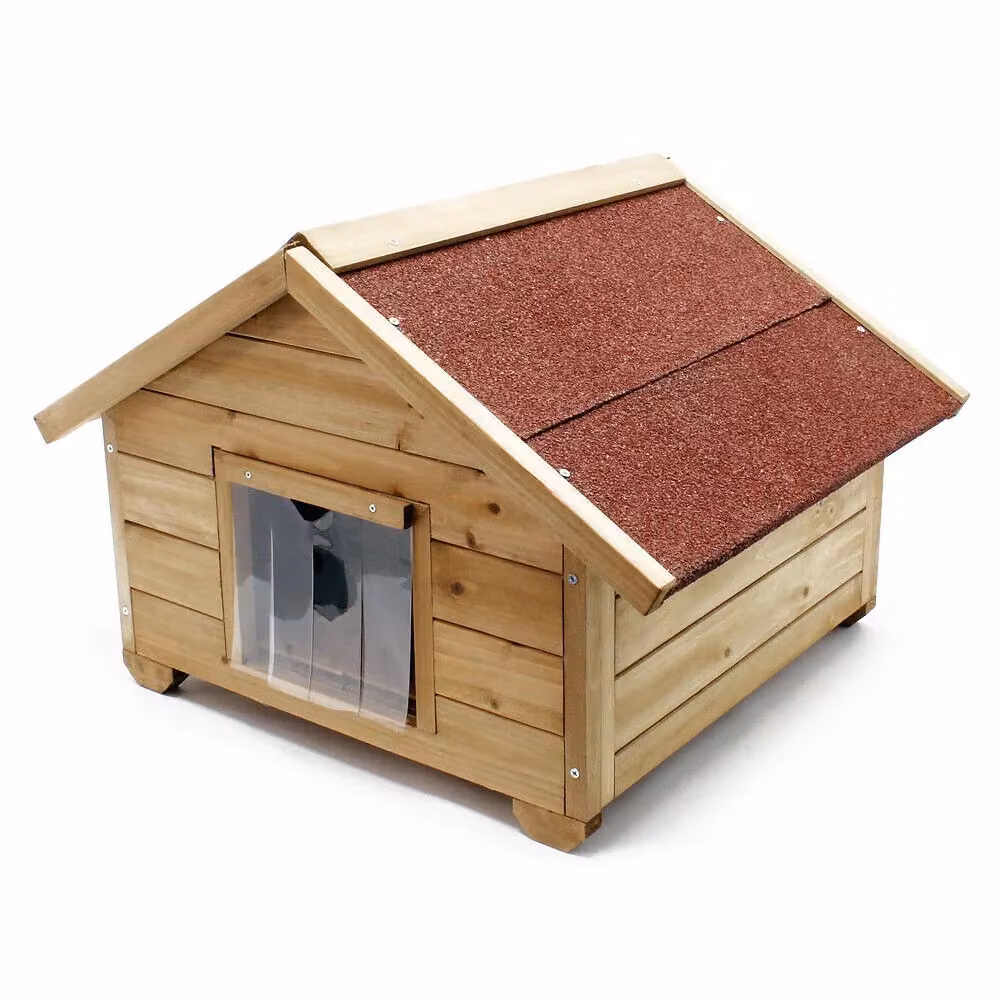 Cuccia per gatti da esterno in legno marrone con isolamento e tetto rimovibile – 2