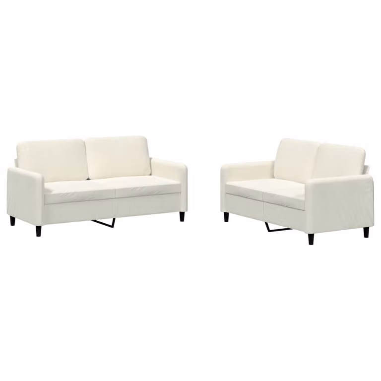 Set di Divani 2 pz Crema in Velluto