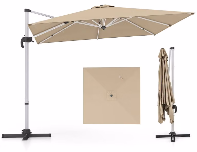 Schermo per giardino con parasole - Tenda da giardino per protezione solare - Parasole per terrazza - Parasole da mercato - Beige - Dimensioni: 300x300 cm
