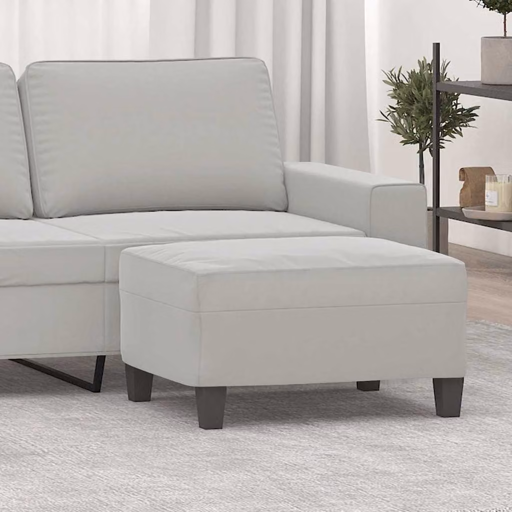 Poggiapiedi vidaXL Grigio Chiaro in Tessuto Microfibra L: 70 cm, P: 55 cm, H: 41 cm