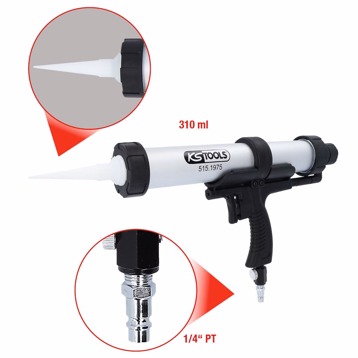 KS Tools Pistola a cartuccia per aria compressa 310 ml