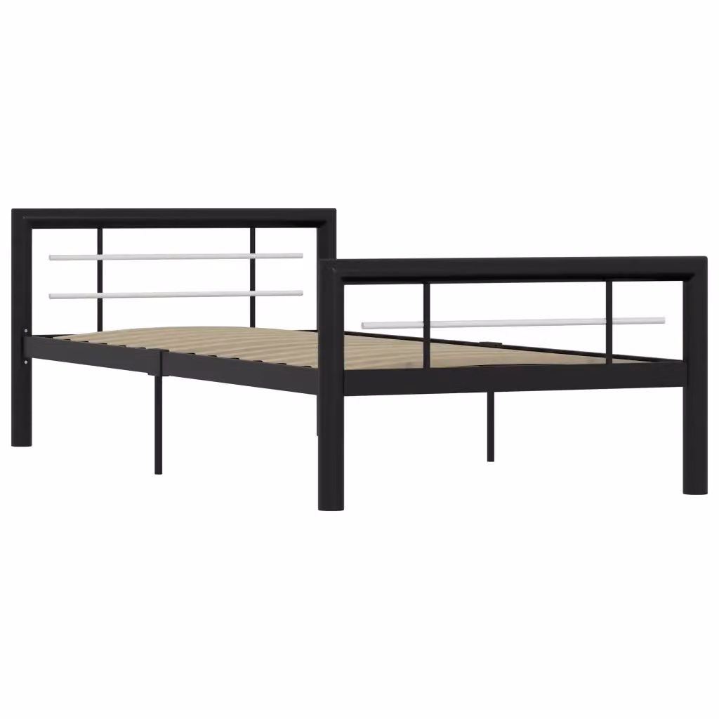 Letto singolo per adulti DESIGN IN in metallo nero e bianco con doghe fisse – 2