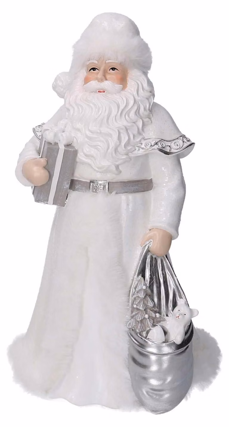 Babbo natale in resina bianco cm 16x15,5xh31