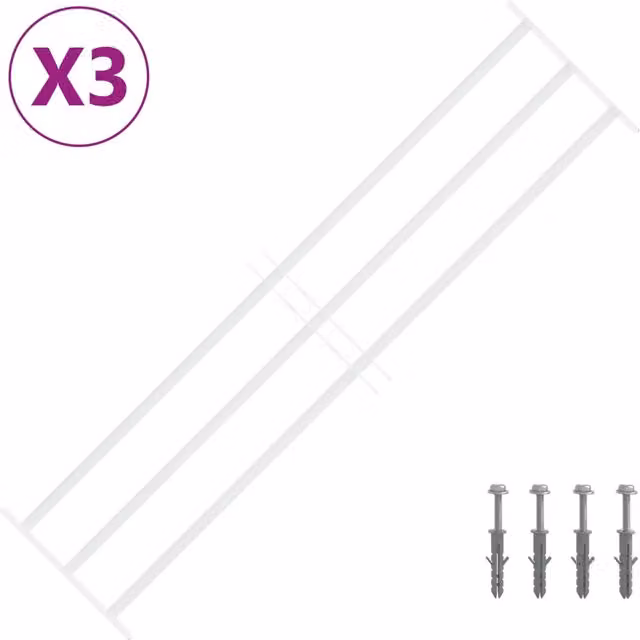Griglia di Sicurezza per Finestra con 3 Traversine in Acciaio Inox Bianco CFW9833803