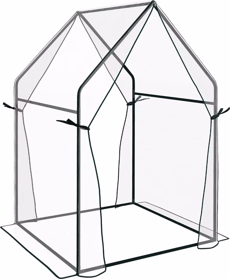 Serra in plastica Fortuna Lai con doppia porta, resistente al vento, per giardino, 90 x 90 x 145 cm, in PE trasparente
