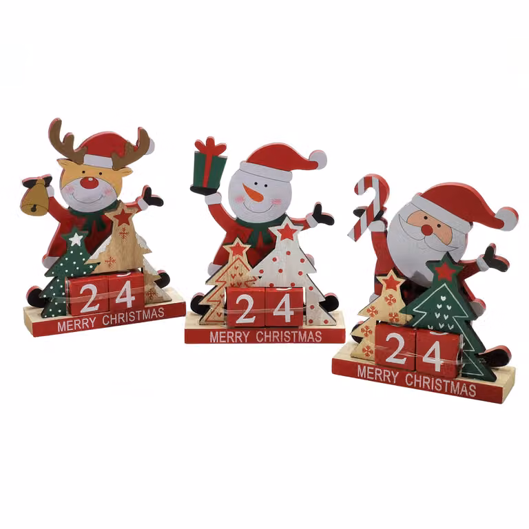 Vestiamo Casa Gran Natale Calendario dell'Avvento in Legno Multicolore H 18 cm x L 13 cm x P 5 cm