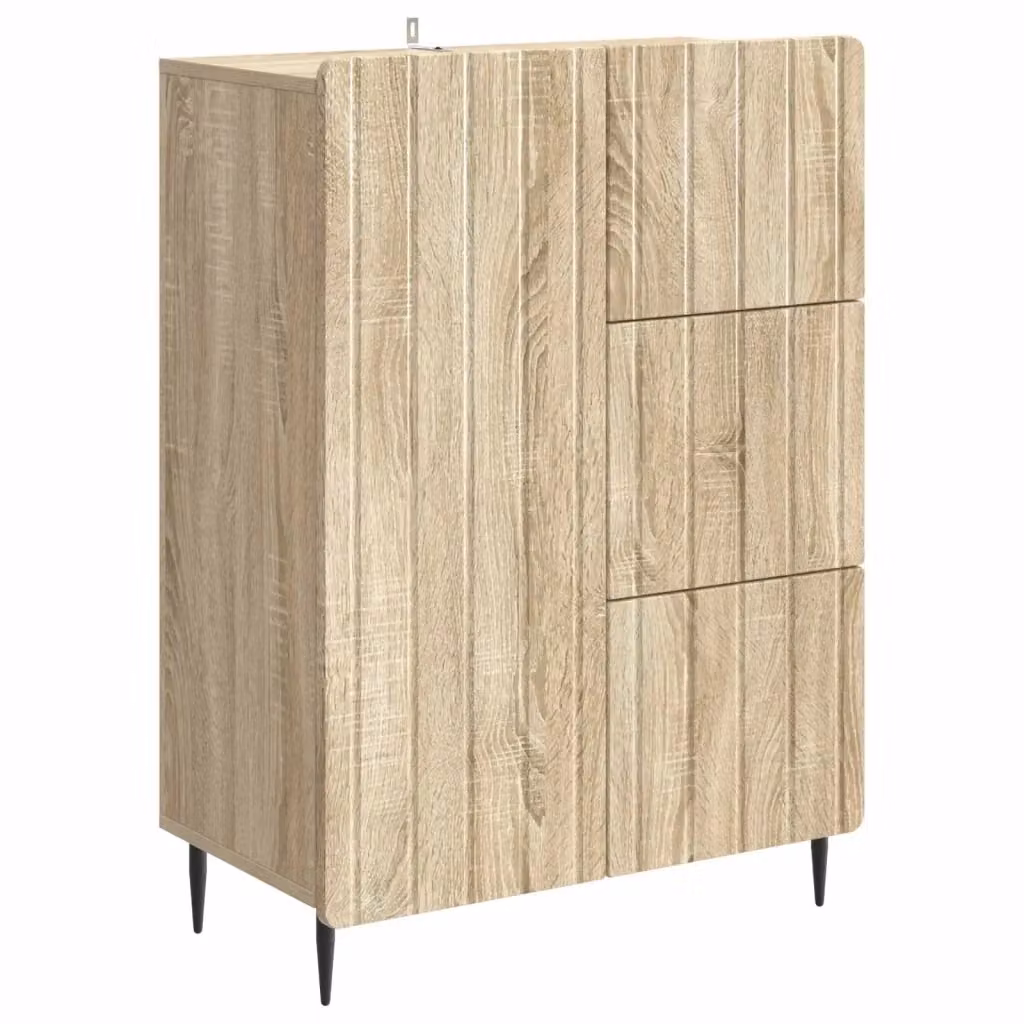 Credenza moderna vidaXL in legno ingegnerizzato e metallo, colore rovere sonoma beige, L: 66 cm, P: 34,5 cm, H: 91,5 cm – 2