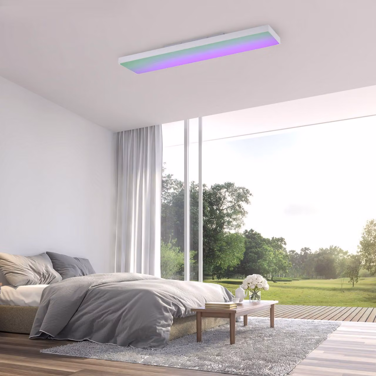 Pannello da soffitto a LED RGB bianco, dimmerabile con telecomando, L 100 cm
