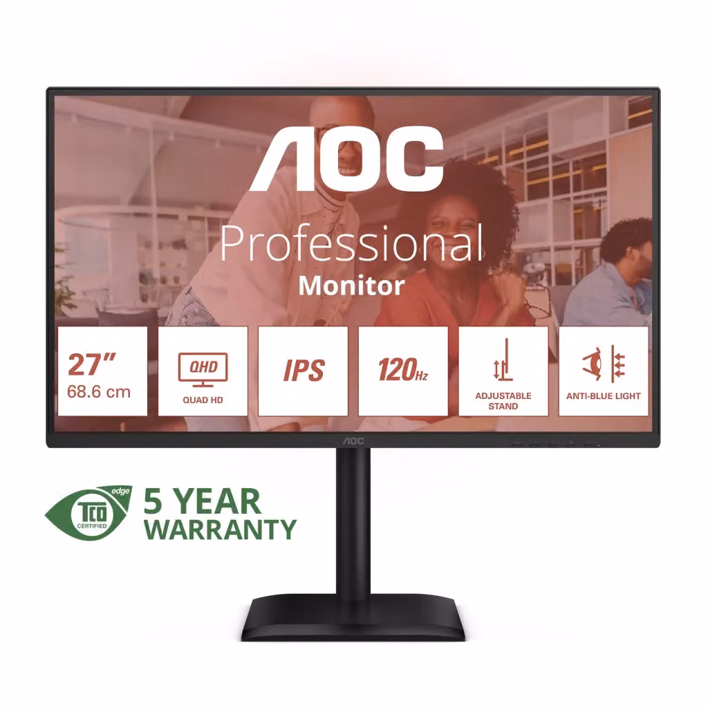 Monitor AOC Q27E4U da 27 pollici con pannello IPS QHD 2K, 120Hz, colore nero – 2