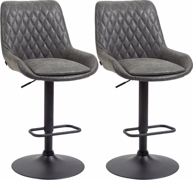 Sgabello da bar e cucina HOMCOM di design, regolabile in altezza con poggiapiedi, Grigio scuro e Nero, L: 51 cm, P: 59 cm, H: 117 cm