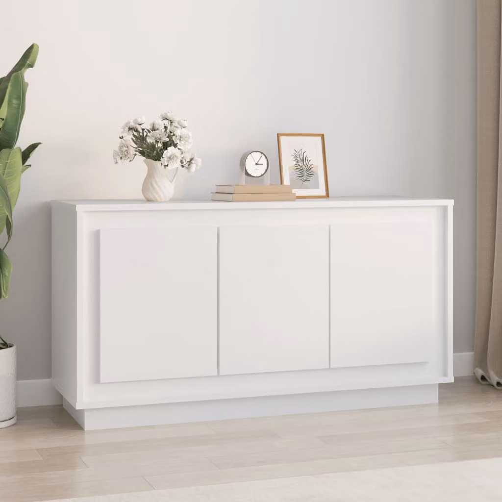 Credenza bianca vidaXL in legno multistrato L: 102 cm, P: 35 cm, H: 55 cm