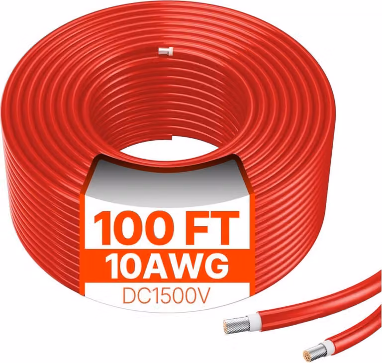 prolunga del cavo solare da 30,48 m - Cavo di prolunga per pannelli solari da 10AWG - Cavo fotovoltaico IP67 rosso - Accessori solari