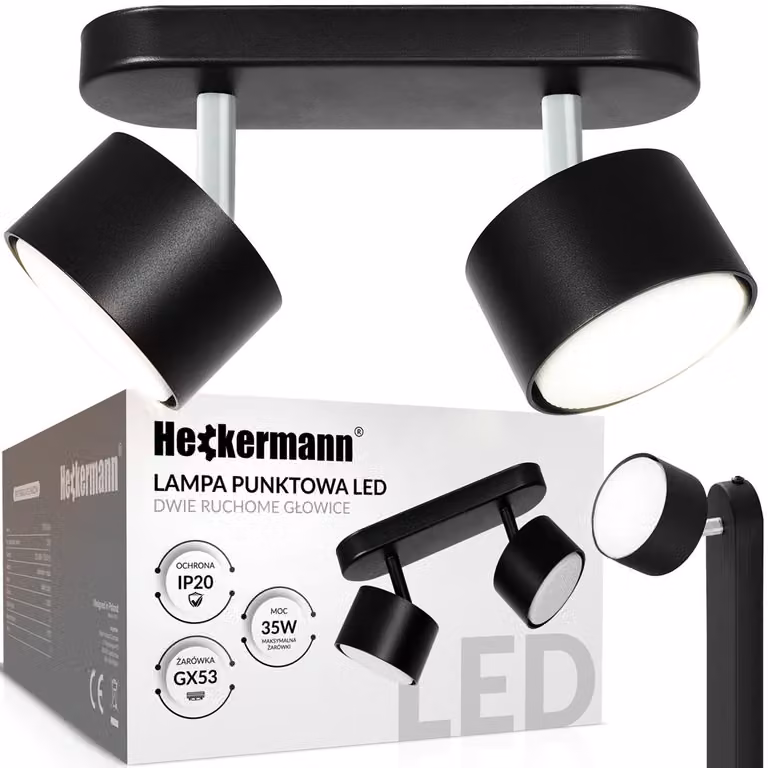 Faretto LED Heckermann 8795314A Nero 2x testa