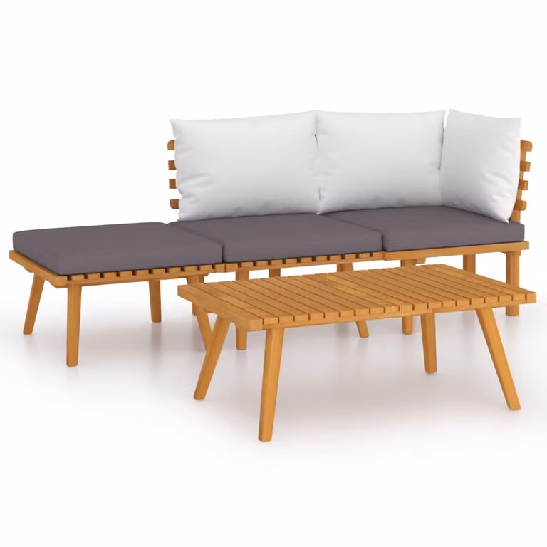 Set Divani da Giardino 4 pz con Cuscini in Massello di Acacia