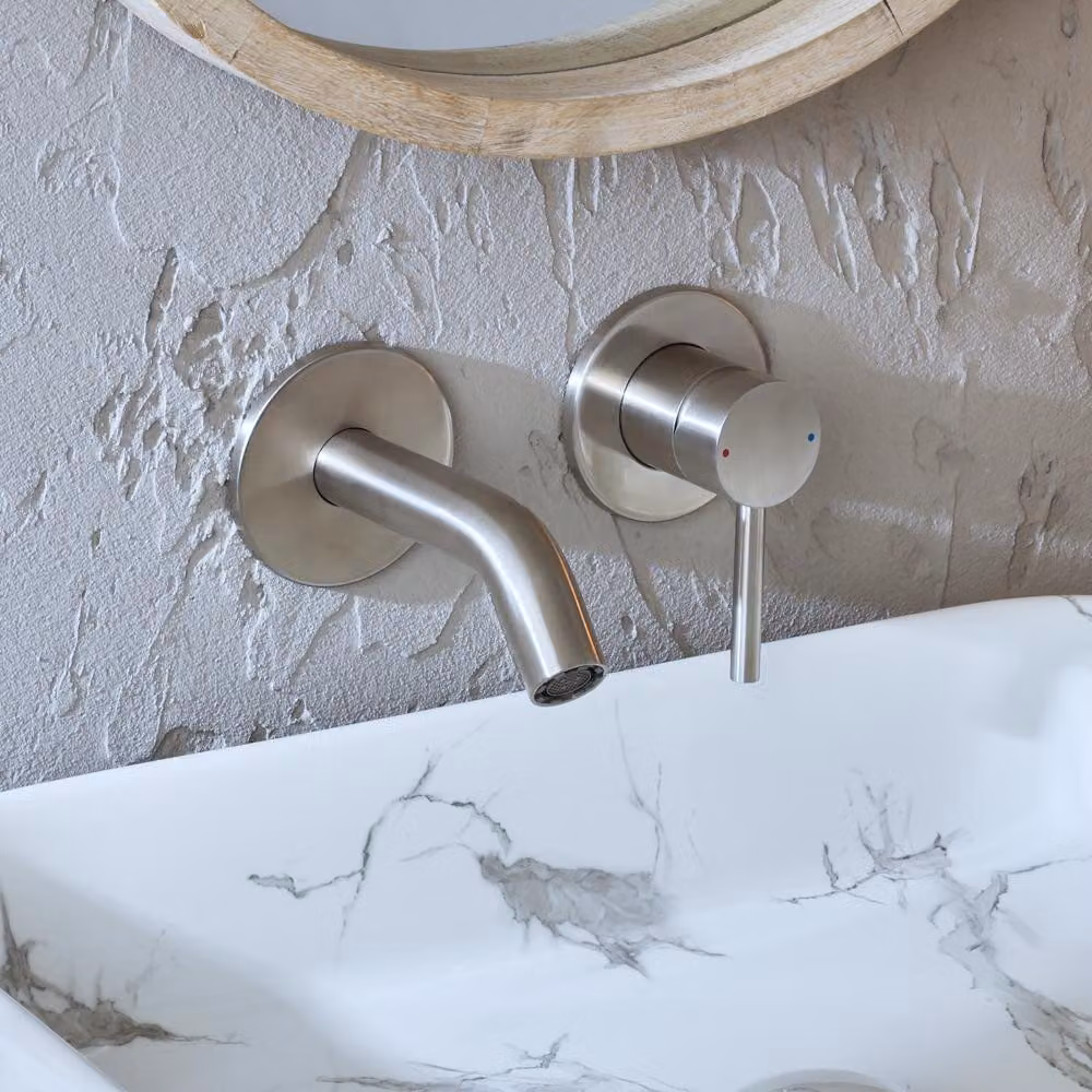 Miscelatore Lavabo a Parete Moderno - Acciaio