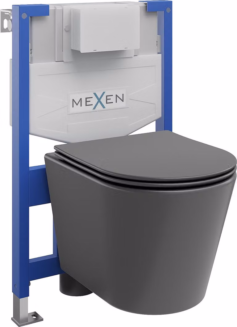 Mexen set WC da incasso telaio Fenix XS-F con vaso WC Rico e copriwater a chiusura rallentata, grigio scuro opaco - 68030724071