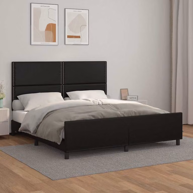 Giroletto con Testiera vidaXL in Similpelle Nero L/P/H: 180 x 200 x 128 cm