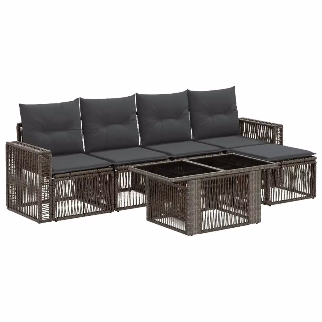 Set Divano da Giardino a L con Poltrona, Tavolino e Ottoman vidaXL, 6 Pezzi, Grigio e Antracite – 2