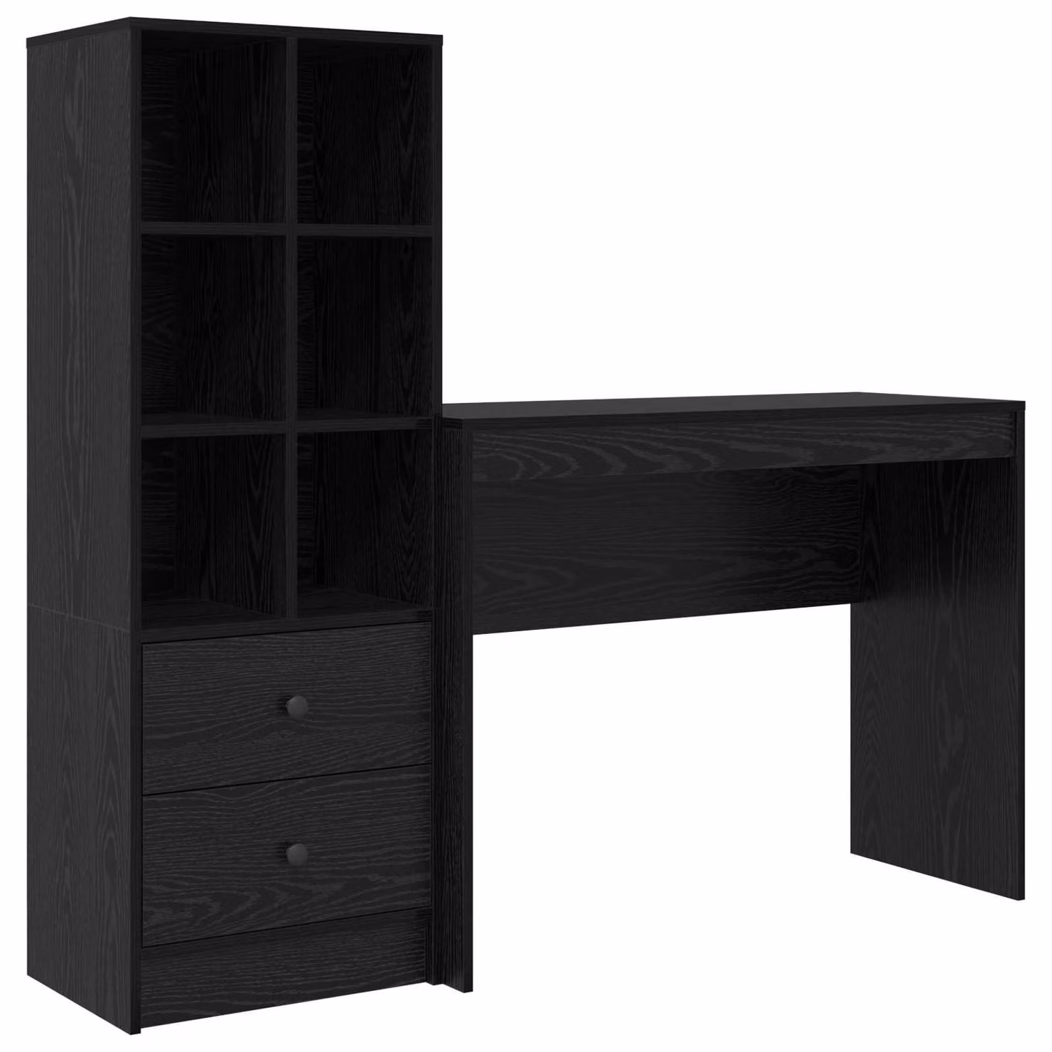 Scrivania con cassetto con lo scaffale 2 pcs Rovere Nero
