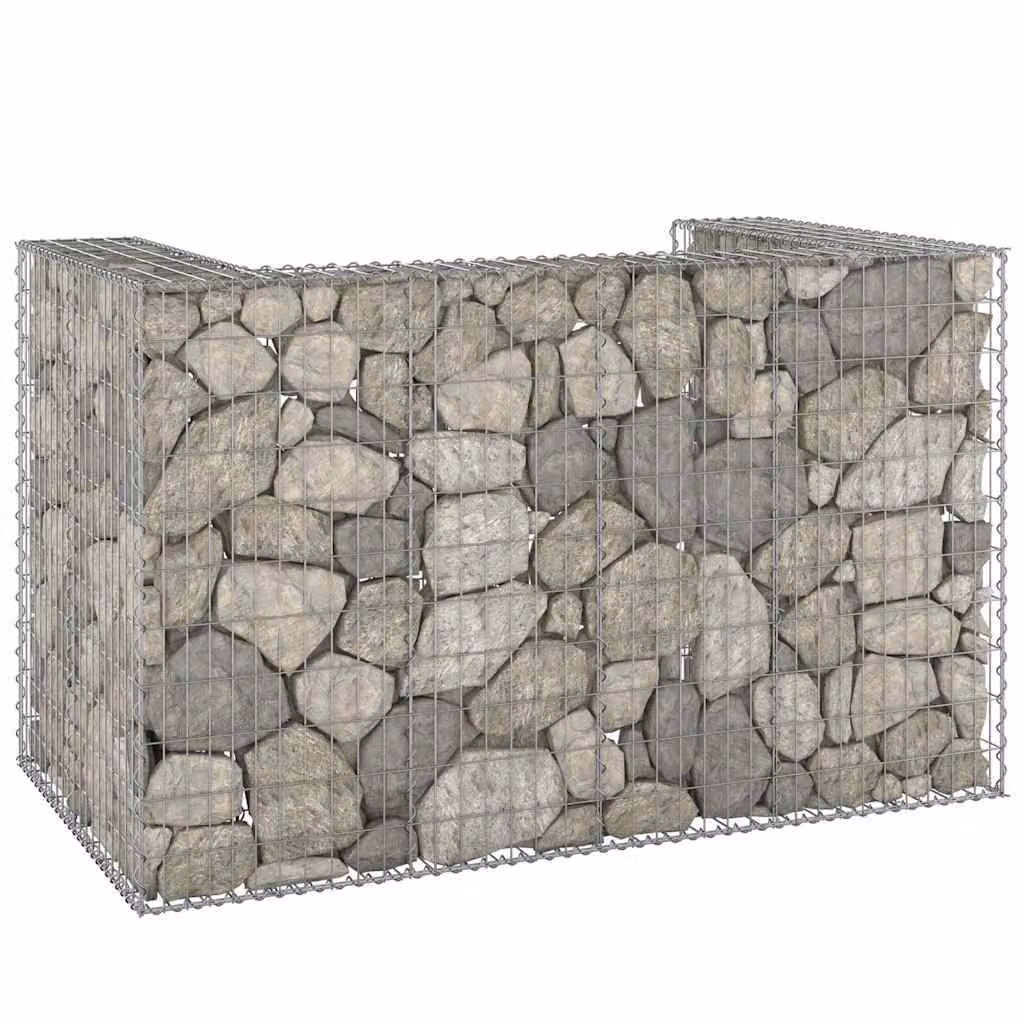 vidaXL Gabbione per Bidoni in Acciaio Zincato Grigio L: 180 cm, P: 100 cm, H: 110 cm