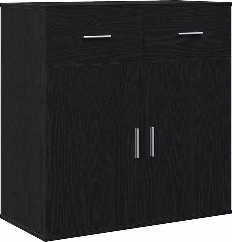 Credenza Rovere Nero 78 x 38 x 80 cm Legno multistrato