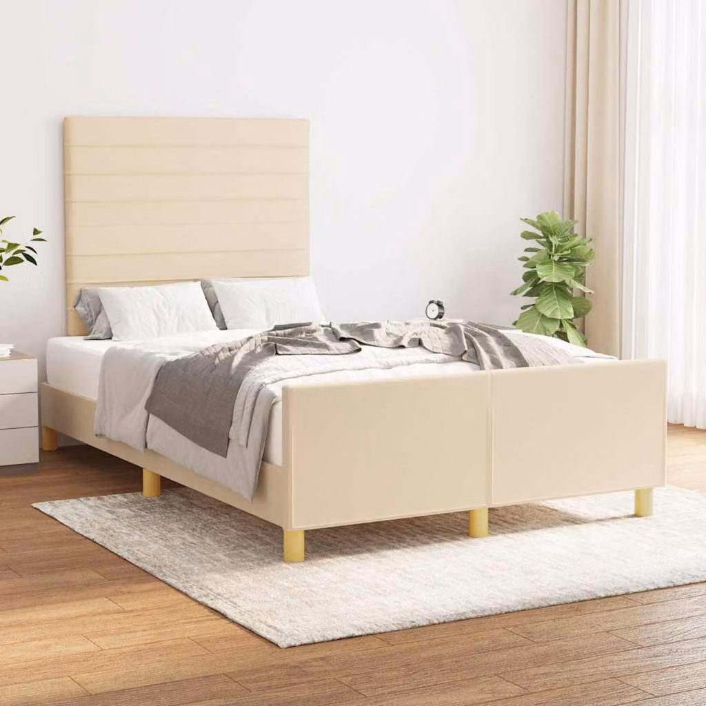 vidaXL Giroletto senza Materasso in Tessuto Beige L 120 x P 200 cm
