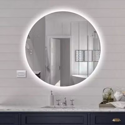 Specchio da bagno tondo INBAGNO con retroilluminazione LED e design minimalista, Diametro: 70 cm – 1
