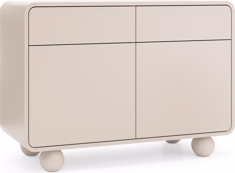 Masseno cassettiera TONDO 108 cm credenza con 2 cassetti e 2 ante per soggiorno camera da letto moderna 108x39x75 cm cashmere / cashmere