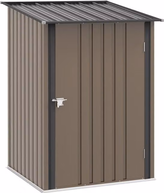 Casetta da giardino porta attrezzi Outsunny in acciaio galvanizzato marrone L: 100 cm, P: 103 cm, H: 160 cm