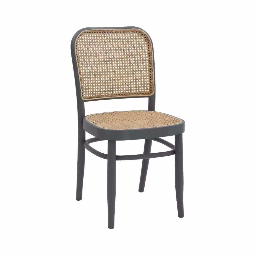 Set di 2 sedie in legno di faggio e paglia di Vienna grigio lacca Mobili 2G L: 45 cm, P: 47 cm, H: 87 cm – 2