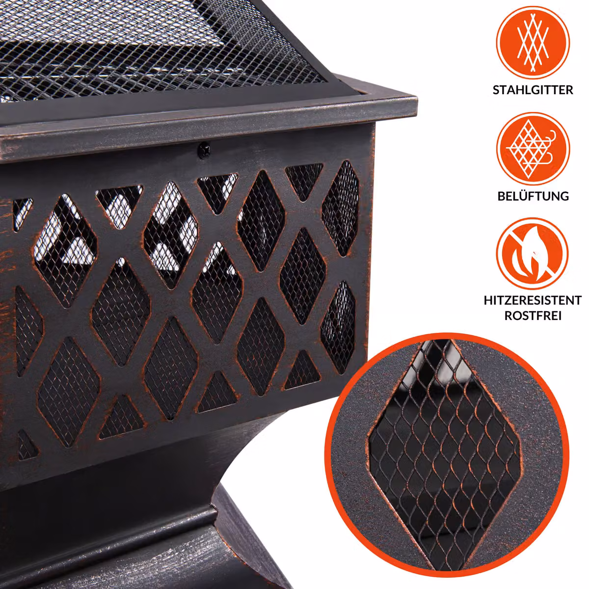 Braciere esagonale Gardebruk con cestello per legna in acciaio nero L: 70 cm, P: 60,5 cm – 3