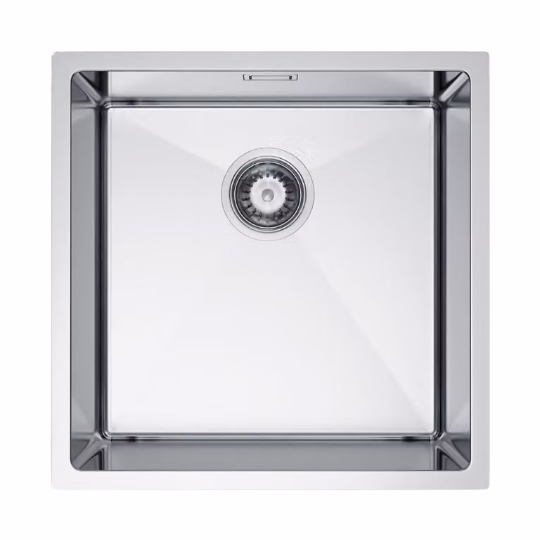 VBChome Lavello da cucina 44×44 cm in acciaio inossidabile, colore acciaio, senza sgocciolatoio – Lavello a vasca singola, da incasso, profondità 21 cm, mobile sottolavello minimo 50 cm