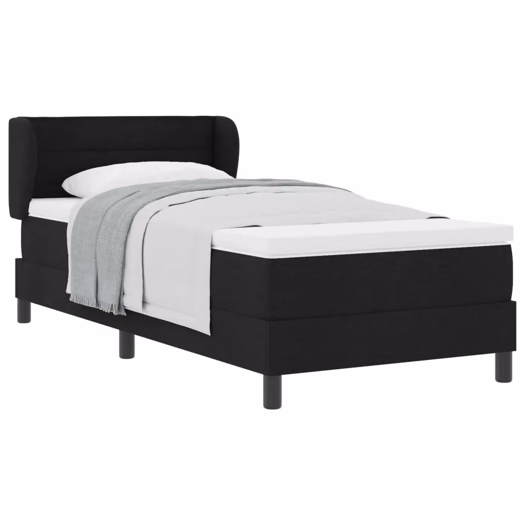 Letto a molle moderno vidaXL con testiera in tessuto nero L: 100 cm, P: 200 cm, H: 103 cm – 2