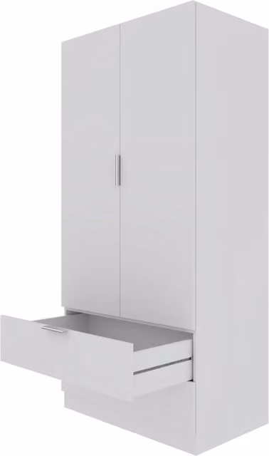 Armadio Multiuso Arreditaly per Camera da Letto Bianco con 2 Ante, Appendiabiti e 2 Cassetti Interni H 180 x L 81 x P 52 cm