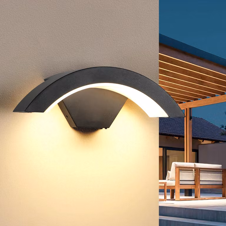Lampada da parete esterna, 24W, LED, luce bianca calda, grado di protezione IP65, impermeabile, forma a U