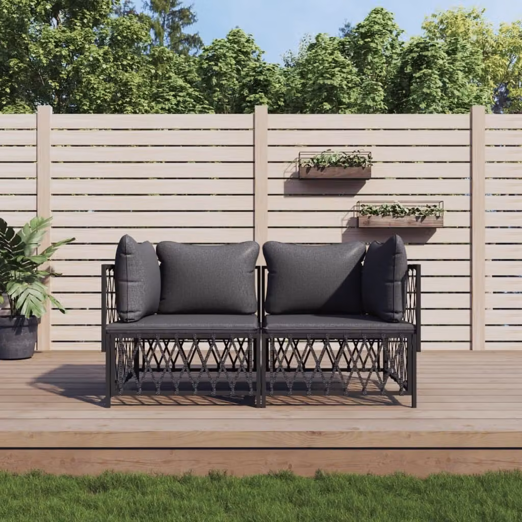 Maison Exclusive - Set Salotto da Giardino 2 pz con Cuscini in Acciaio Antracite
