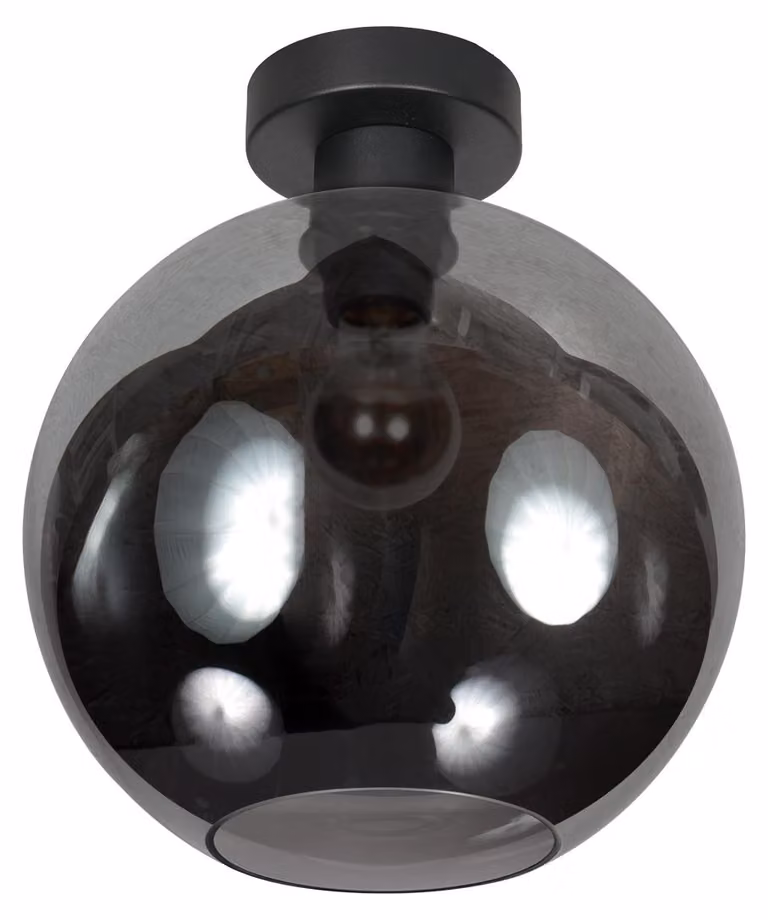 Plafoniera - nero - Bloeba -  vetro metallo - Ø 30cm - E27 - 4376ZW - Mexlite