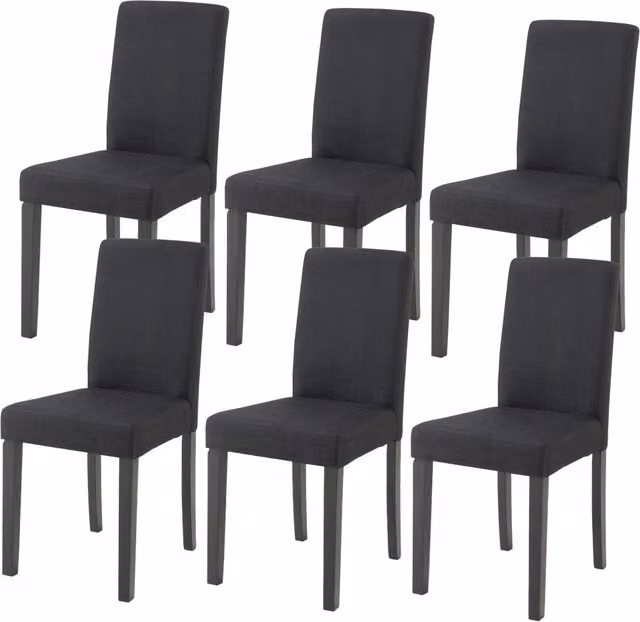 Set Hamburg di 6 Sedie Imbottite da Sala con Rivestimento in Tessuto Nero [en.casa]