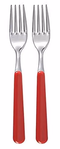 2 forchette da tavola, acciaio inossidabile, manico in plastica, 20 cm, adatte al lavaggio in lavastoviglie