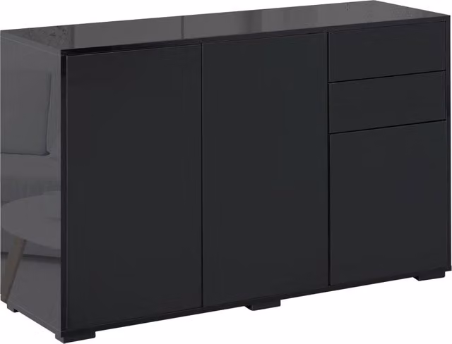 Cassettiera con ante e ripiani ¨C Minimal ¨C Nero 117x36x74 cm