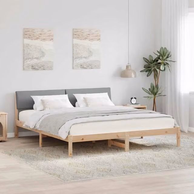 Struttura del letto-Giroletto Marrone e grigio chiaro 200 x 200 cm 561910