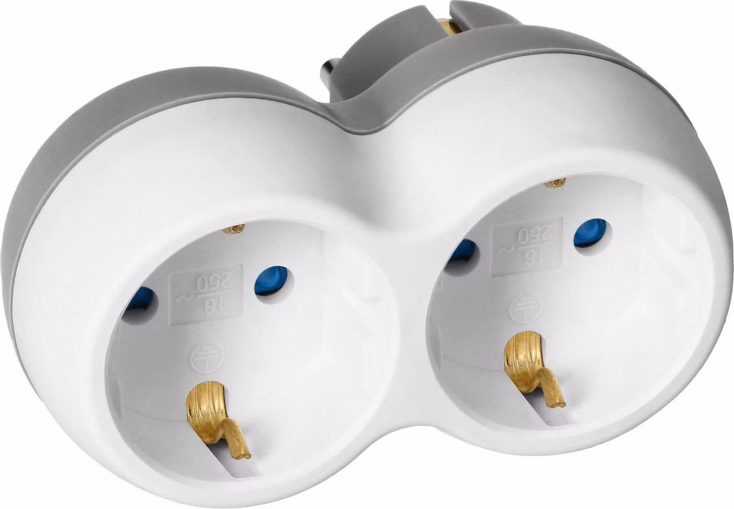 CB Elektro Sdoppiatore di prese di corrente 2x2P+T, Schuko, bianco-grigio (ORNO)