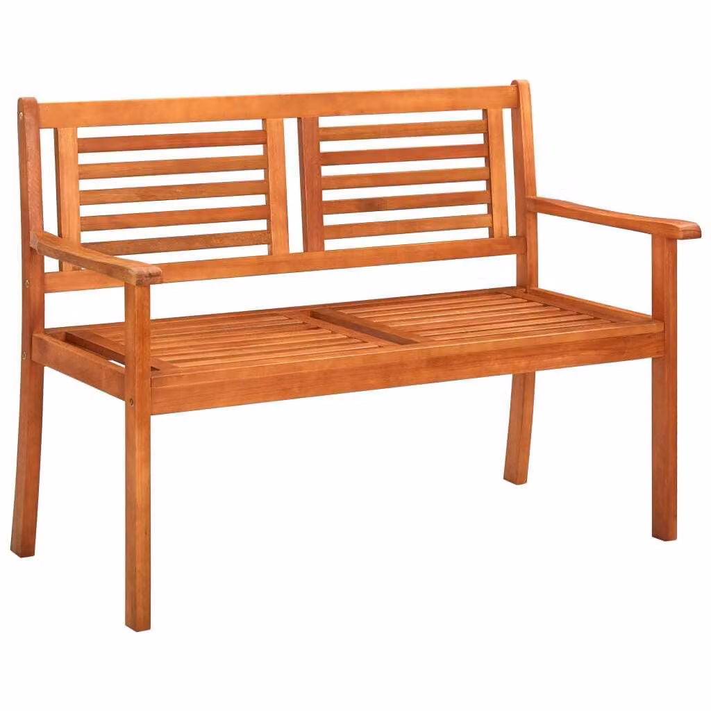 Panchina da Giardino 2 Posti e Cuscino 120cm Massello Eucalipto
