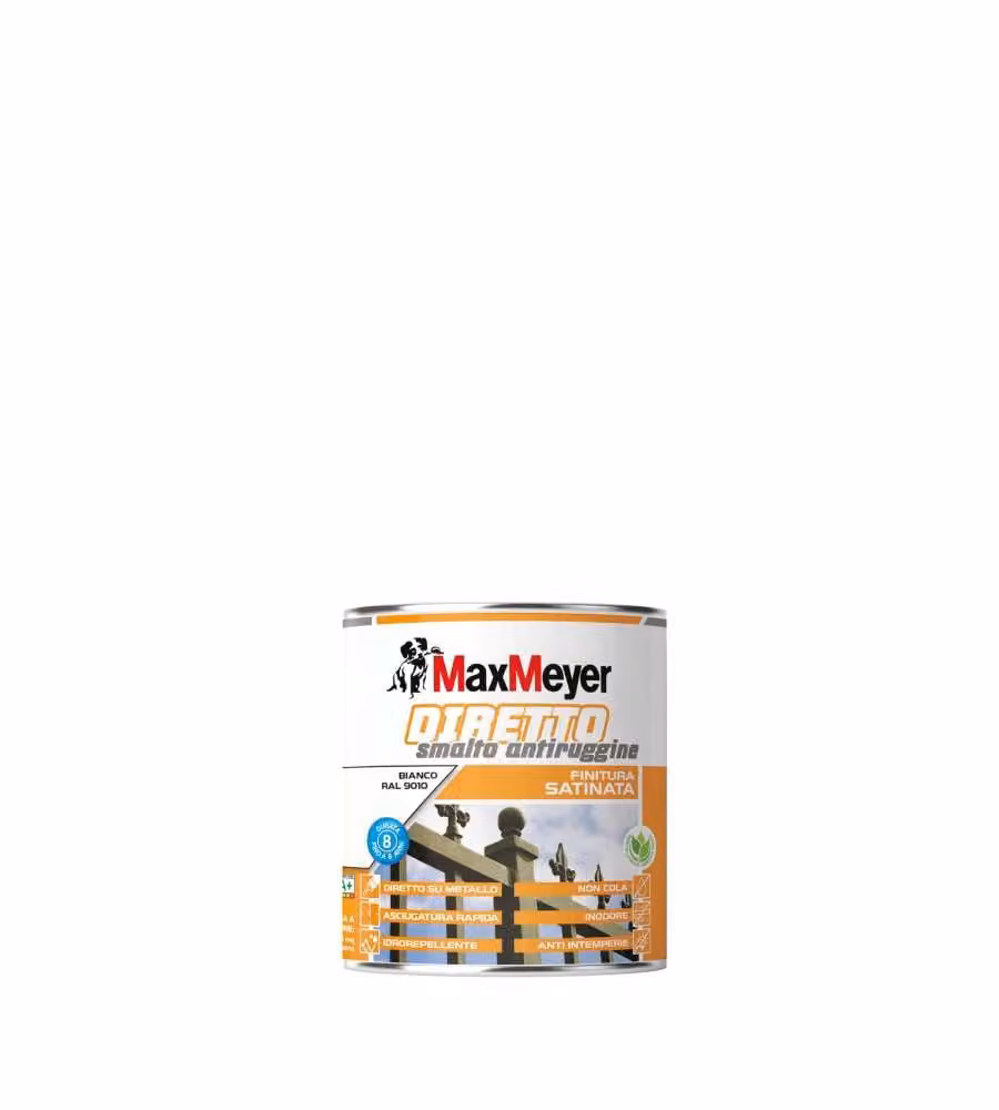 MaxMeyer Smalto Antiruggine Satinato Bianco 0,75L per Interni ed Esterni