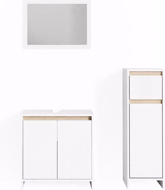 Set mobili bagno Emma Bianco/Sonoma 3 pezzi Vicco