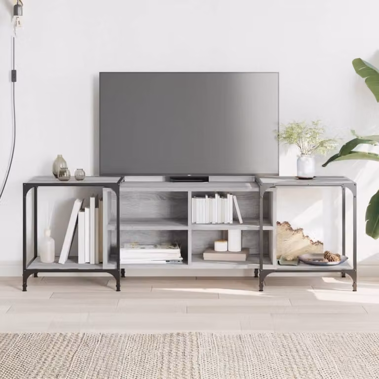 Mobile Porta TV vidaXL in Stile Industriale Grigio, L/P/H: 153 x 37 x 50 cm