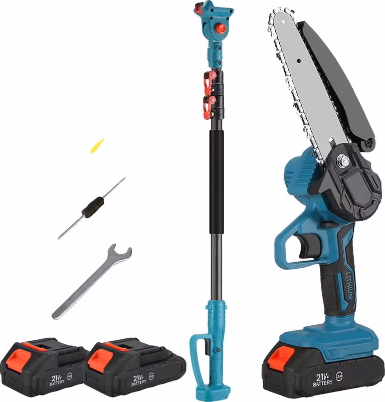 Motosega elettrica, versatile strumento 3 in 1, lunghezza regolabile, 6 pollici (con 2 batterie) -a